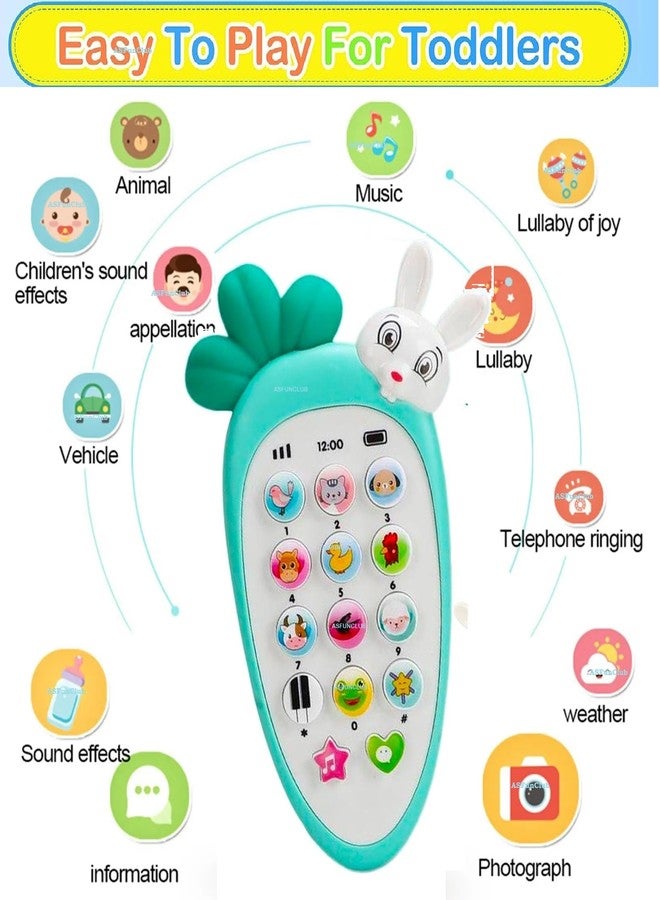ASFunClub FunClub Radish Style Cute Rabbit Face Pretend Play Cell Phone Toy for Kids Toddlers with Music, Ringtones Lights-Birthday Party Favors and Gifts for Boy Sound Toys for Baby Toy Gift Toy_Multicolor,1Pc - Image 2
